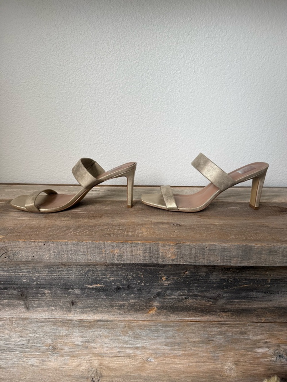 Dolce Vita Metallic Gold Double-Strap Stiletto Mules